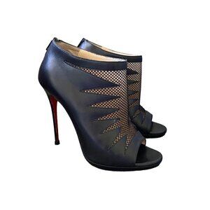 Christian Louboutin Black Leather Disorder 120 Booties Heels Shoes Size 39 US 9
